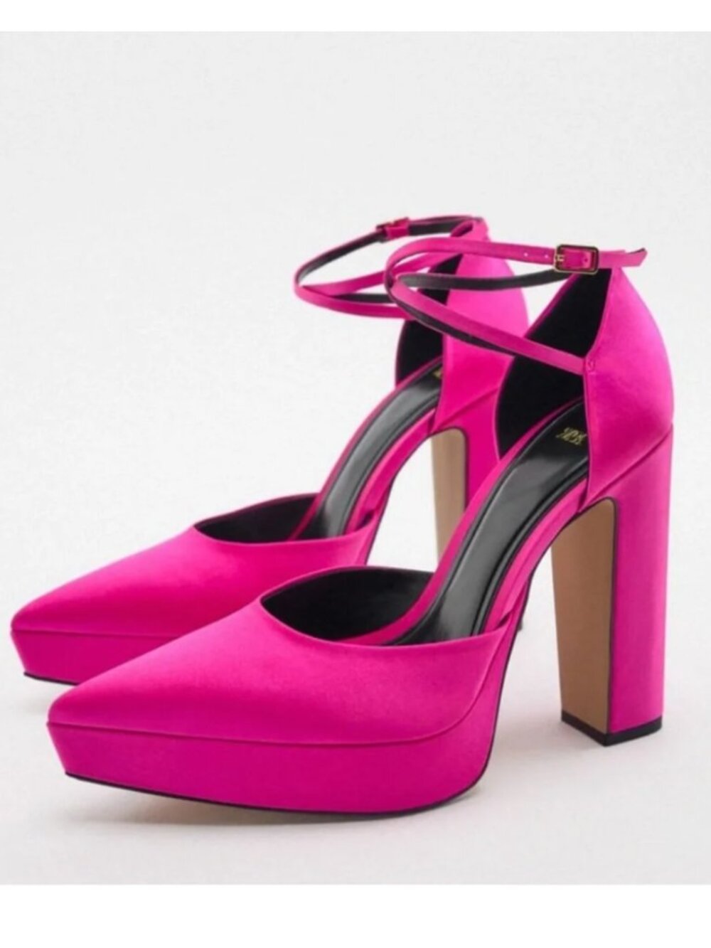Zara Hot Pink Fuschia Satin Platform Heels Barbie Women's 37 US 6.5 $119